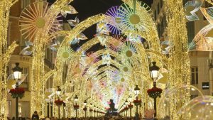 Christmas shopping in a sea of Christmas lights in Malaga