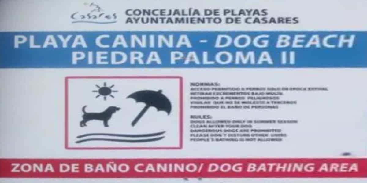 Vue de la Plage de Piedra Paloma avec sa zone pour chiens.