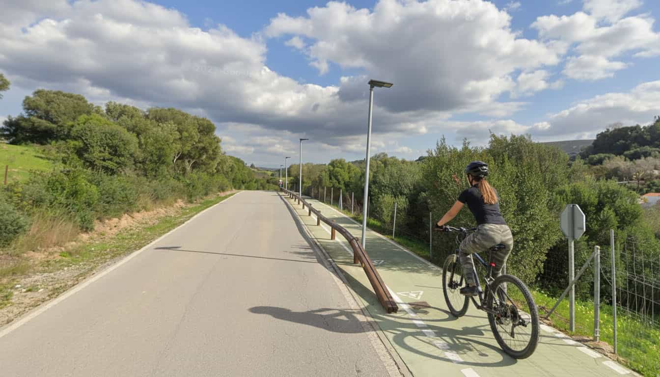 A woman riding a mountain bike in the mountains of San Roque