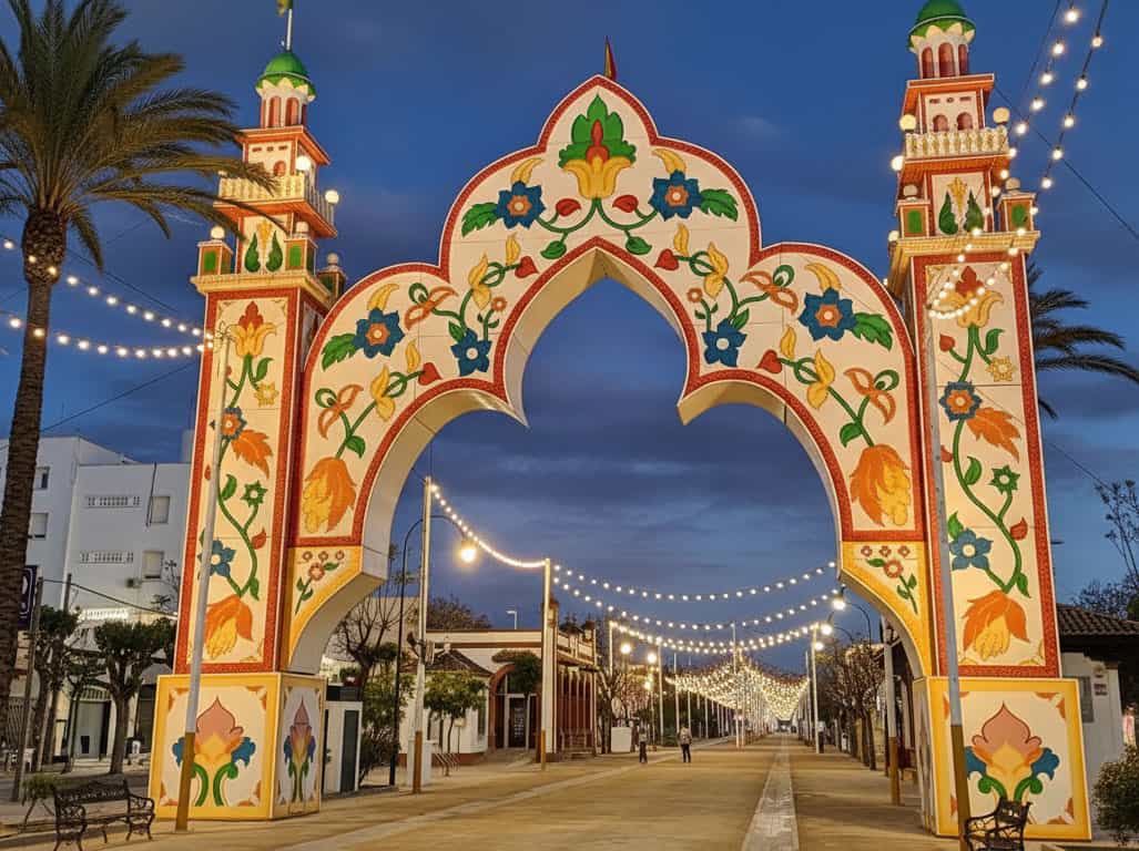 Entrée de la Feria de Sanlucar de Barrameda – portail illuminé