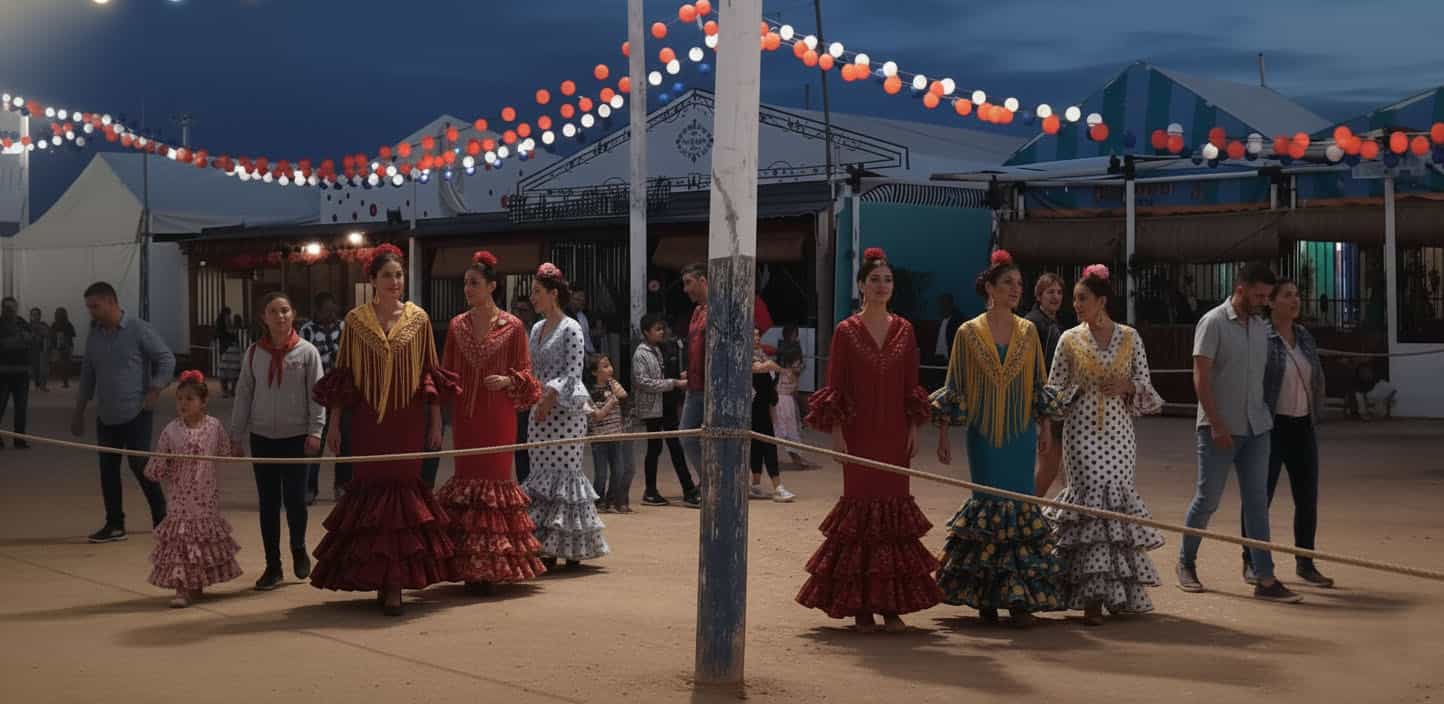 Ambiance nocturne sur le real de la foire de Tarifa