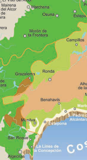 Malaga rivers map – Western section
