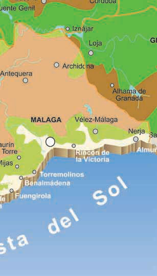 Malaga rivers map – Eastern section