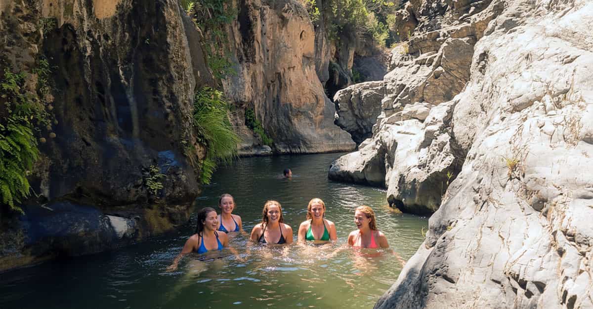 Visitors in the waters of the Angosturas gorge