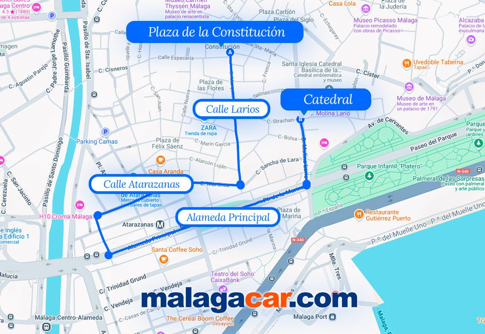Recorrido oficial de la Semana Santa de Málaga 2025